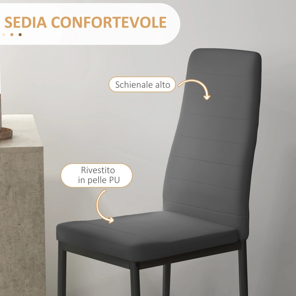 Set da Pranzo 3 Pezzi con Tavolo da Cucina 80x80x76 cm e 2 Sedie Moderne 41x50x97 cm, Grigio