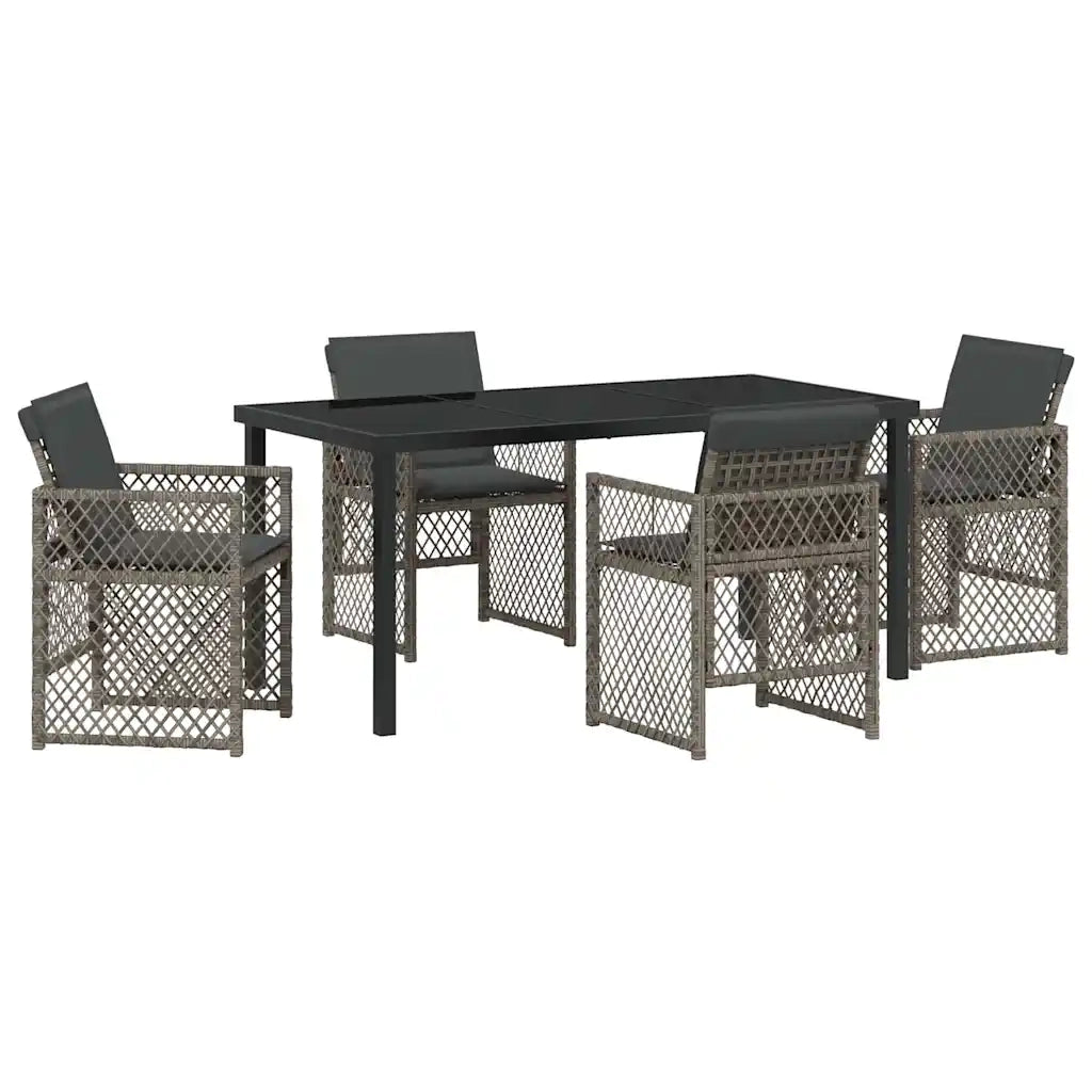 Set da Pranzo per Giardino 5 pcs Grigio polyrattan 3380627