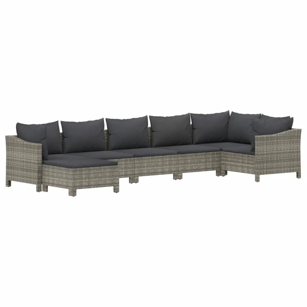 Set Divani da Giardino 7 pz con Cuscini in Polyrattan Grigiocod mxl 76657