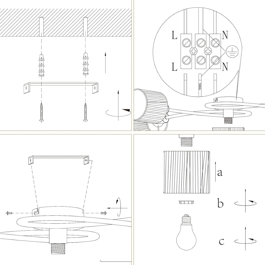 ZMH Faretto da soffitto a 5 luci E14 Nero Naturale Lampada da soffitto Carta Soggiorno