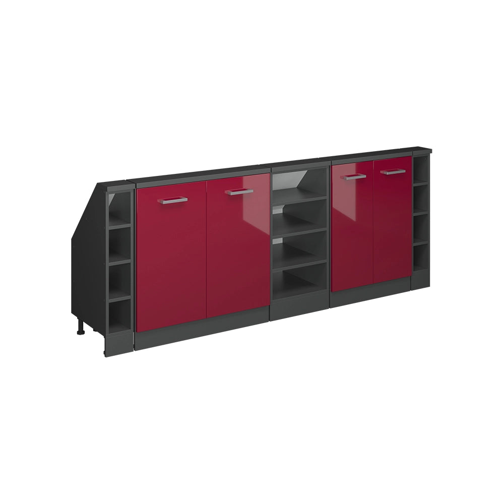 Set di mobili sottotetto Rion Rosso lucido/Antracite Set di 5 Vicco