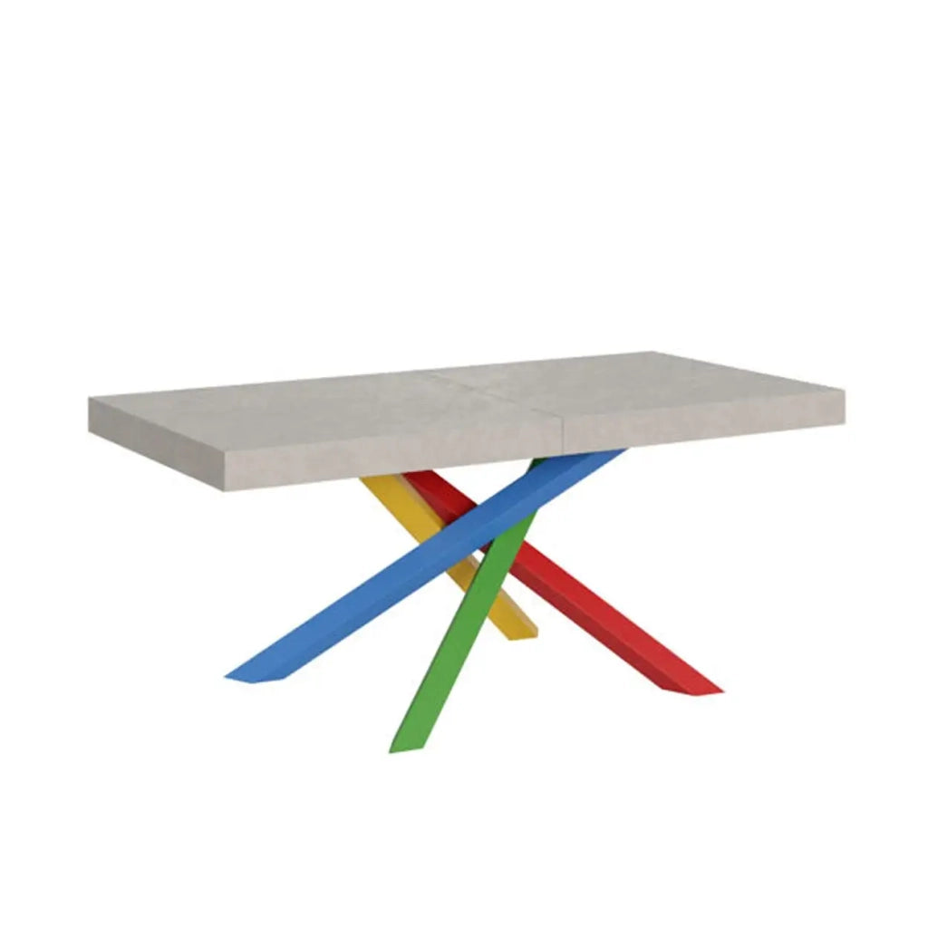 Tavolo allungabile 120/380x90 cm Volantis cashmere gambe multicolore 4/B
