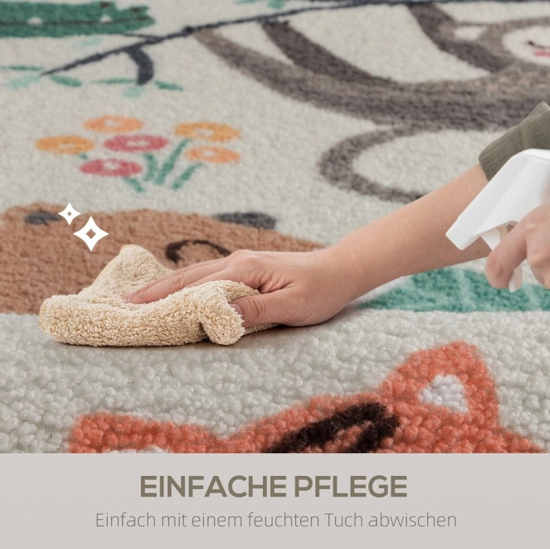 Tappeto multicolore con scena tropicale in poliestere 160 x 120 cm