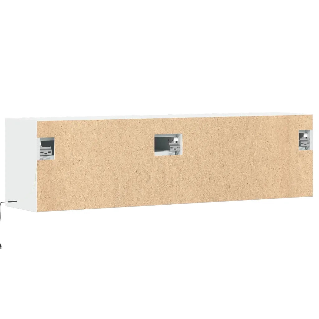 Mobile TV a Parete con Luci LED-Mobile TV a Muro Bianco 140x31x38 cm