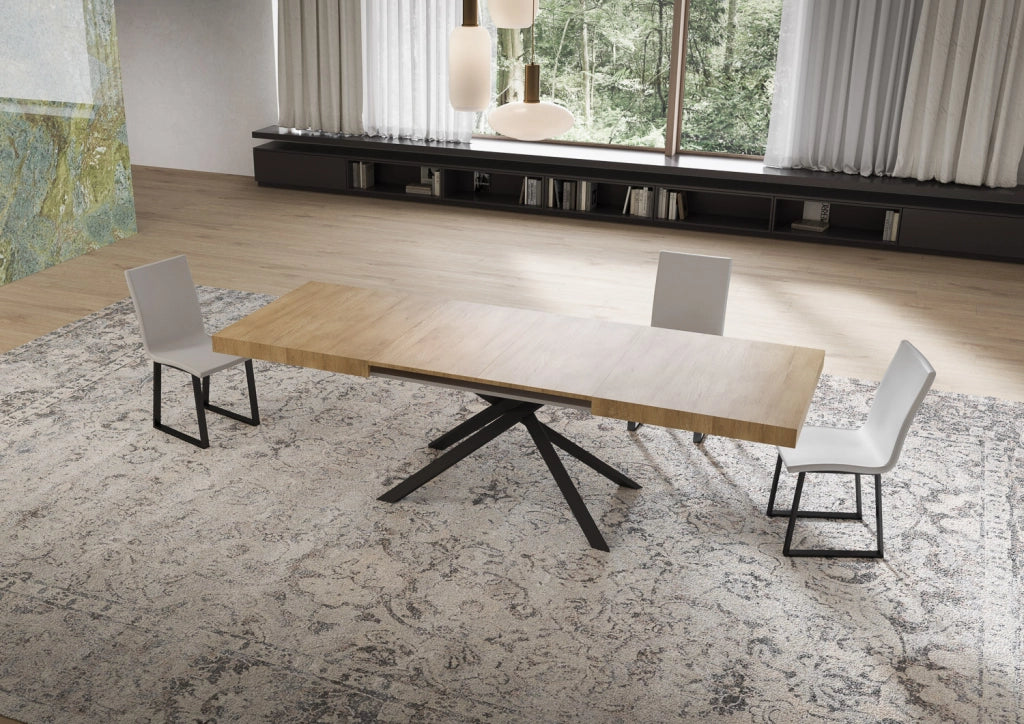 Tavolo Allungabile 160-244x80x74 cm Niket Quercia Natura Gambe Antracite