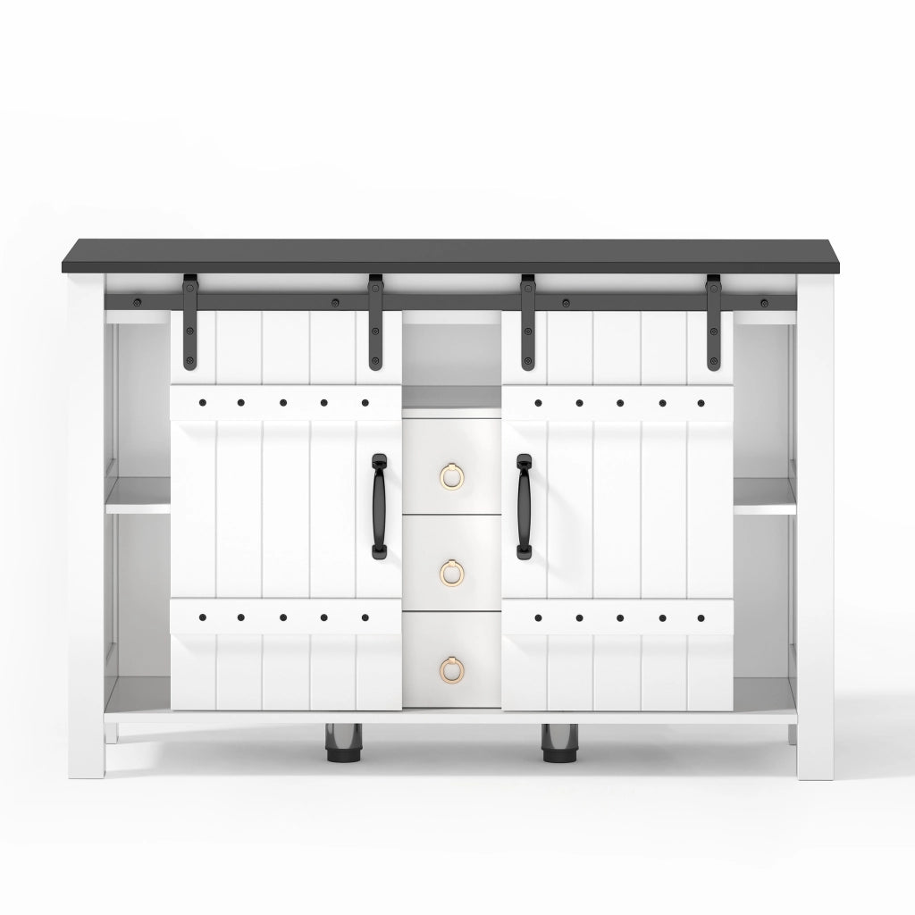 Buffet con Ante Scorrevoli e Cassetti ¨C MINIMAL ¨C Bianco, Legno, 120 cm