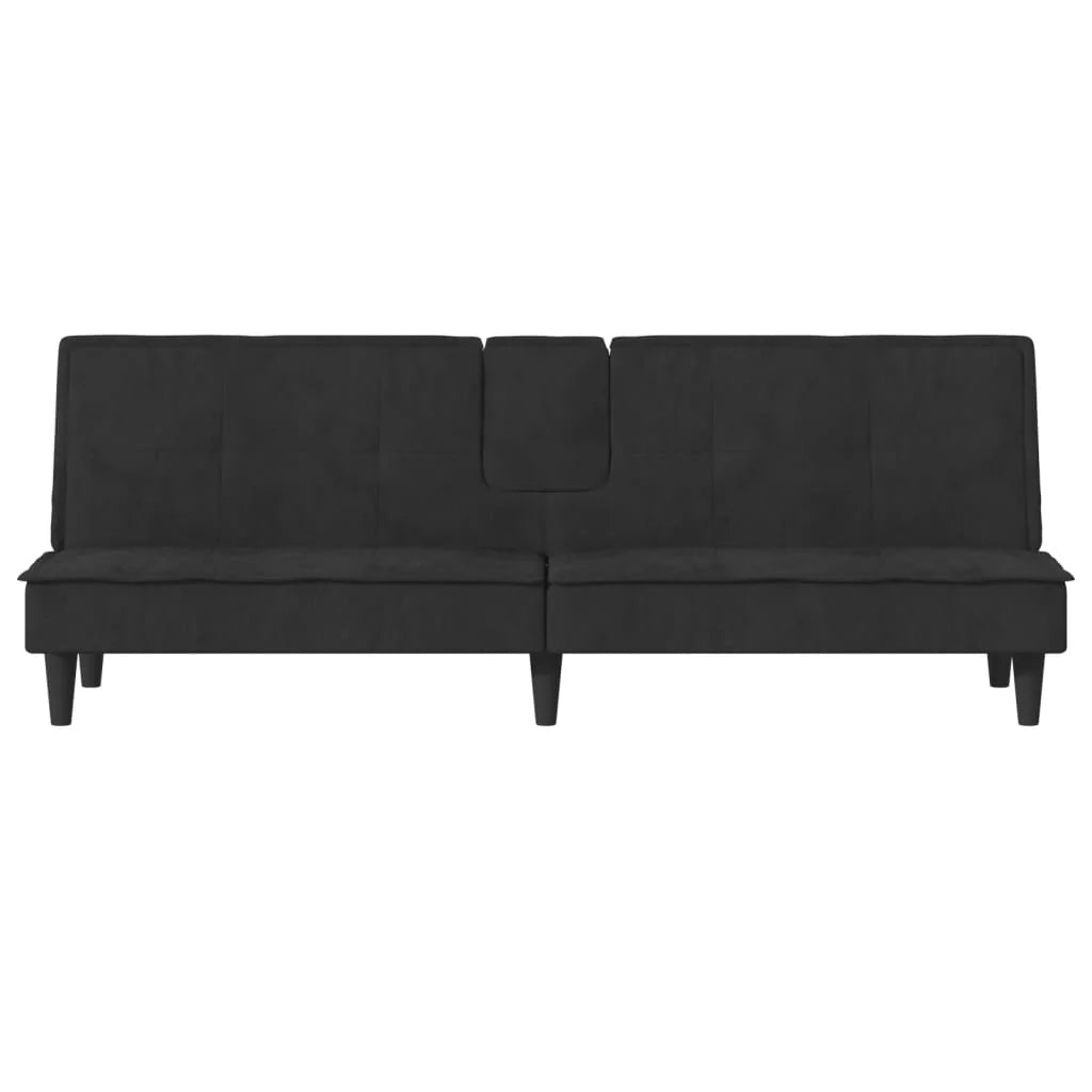 Divano letto con portabicchieri 200 x 89 x 70 cm velluto nero 02_0019846