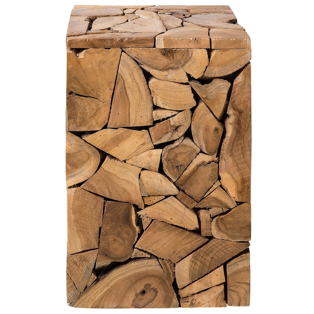 Tavolino in Legno di Teak Marrone Chiaro a Mosaico 30 x 30 cm tavolo laterale stile rustico