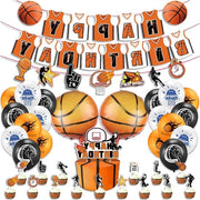 Decorazioni per Festa di Compleanno - Bandiera di Festa - Ballooni in Folio - Decorazioni per Festa per Tema Basket - Festa per Bambini