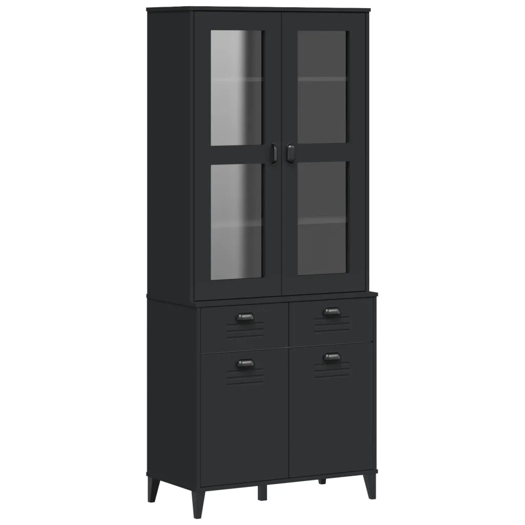 Credenza | Madia | Buffet da pranzo | Armadio da pranzo VIKEN Nera 80x40x190 cm in Legno Massello di Pino