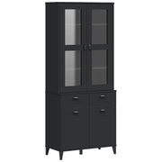 Credenza | Madia | Buffet da pranzo | Armadio da pranzo VIKEN Nera 80x40x190 cm in Legno Massello di Pino