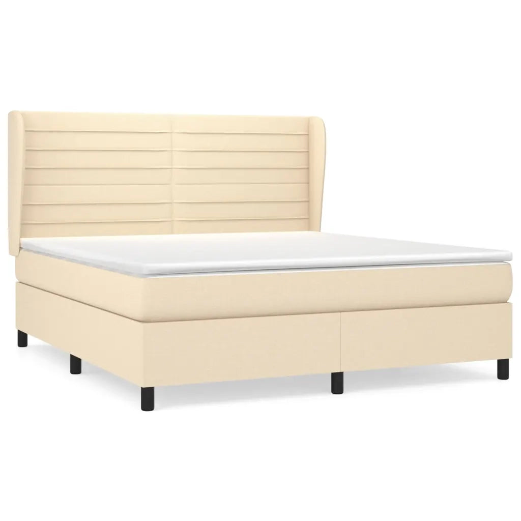 Giroletto a Molle con Materasso Crema 160x200 cm in Tessuto