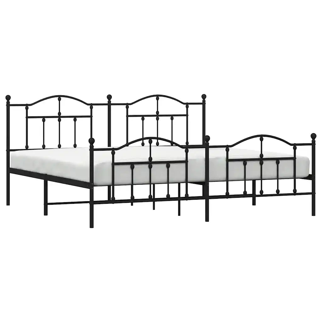 Giroletto con Testiera e Pediera Metallo Nero 193x203 cm 353463