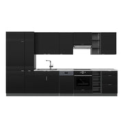 Cucina componibile Fame-Line Nero rigato/Antracite 355 cm, PL Marmo Vicco