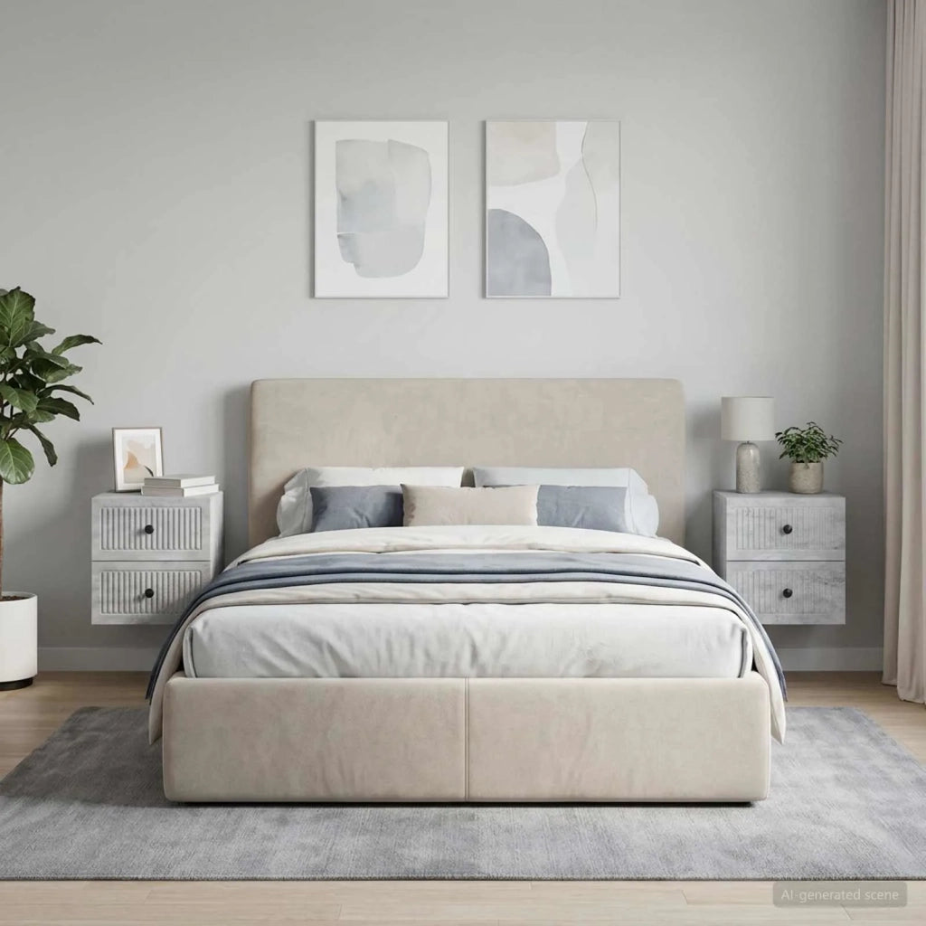 Mobiletto da notte a muro con cassetto 2 pcs Grigio Cemento 897962