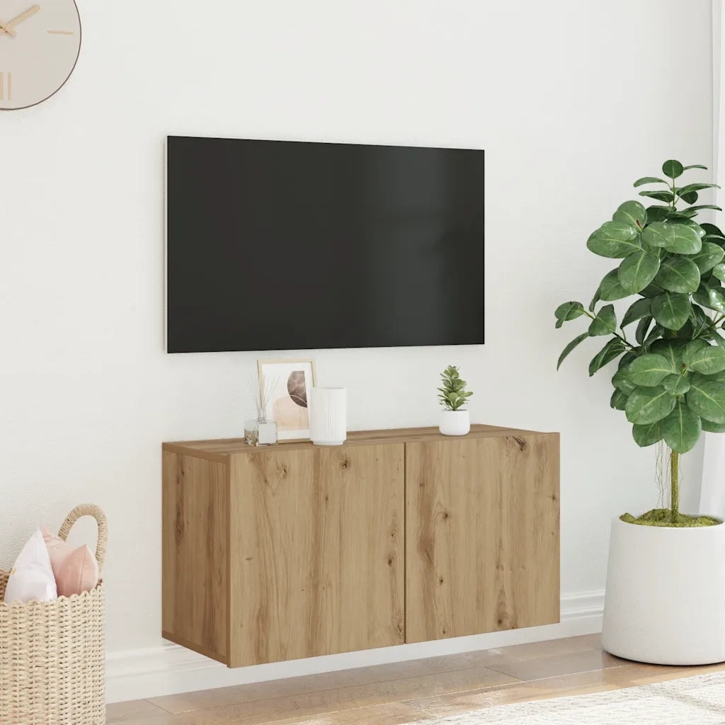Mobile TV a Parete Rovere Artigianale 80x30x41 cm