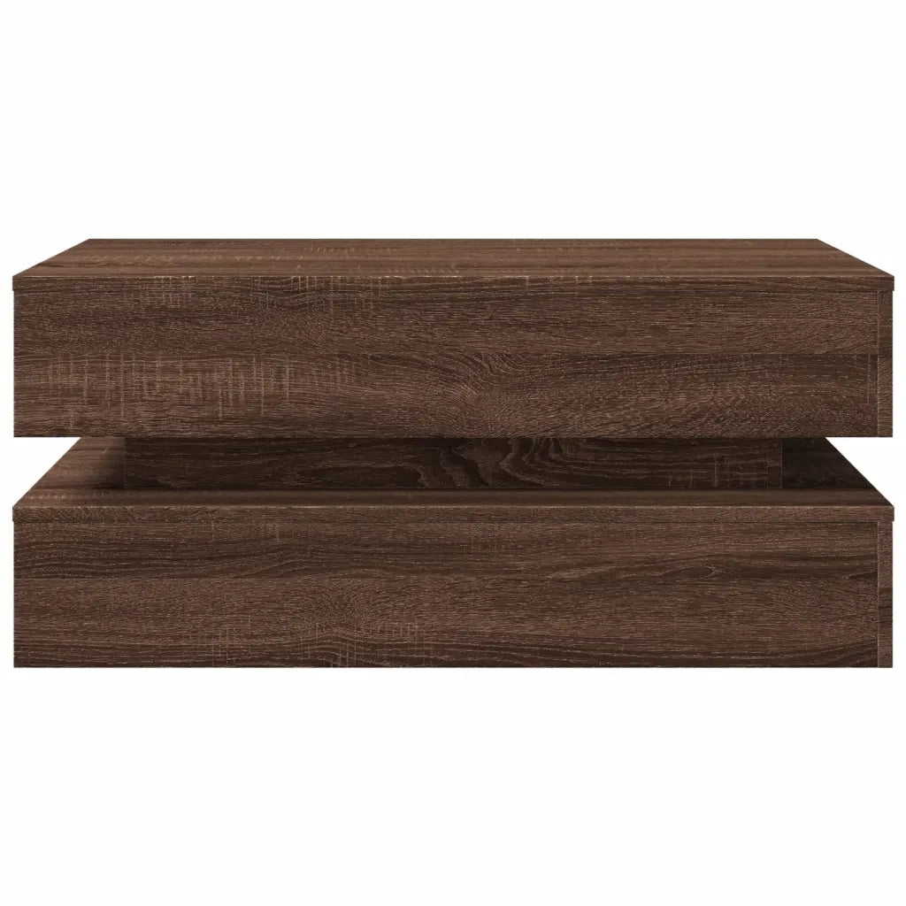 Tavolino da Soggiorno con Luci LED Rovere Marrone 90x50x40 cm 839867