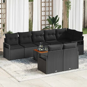 Set Divano da Giardino con archiviazione 9 pcs Nero polyrattan