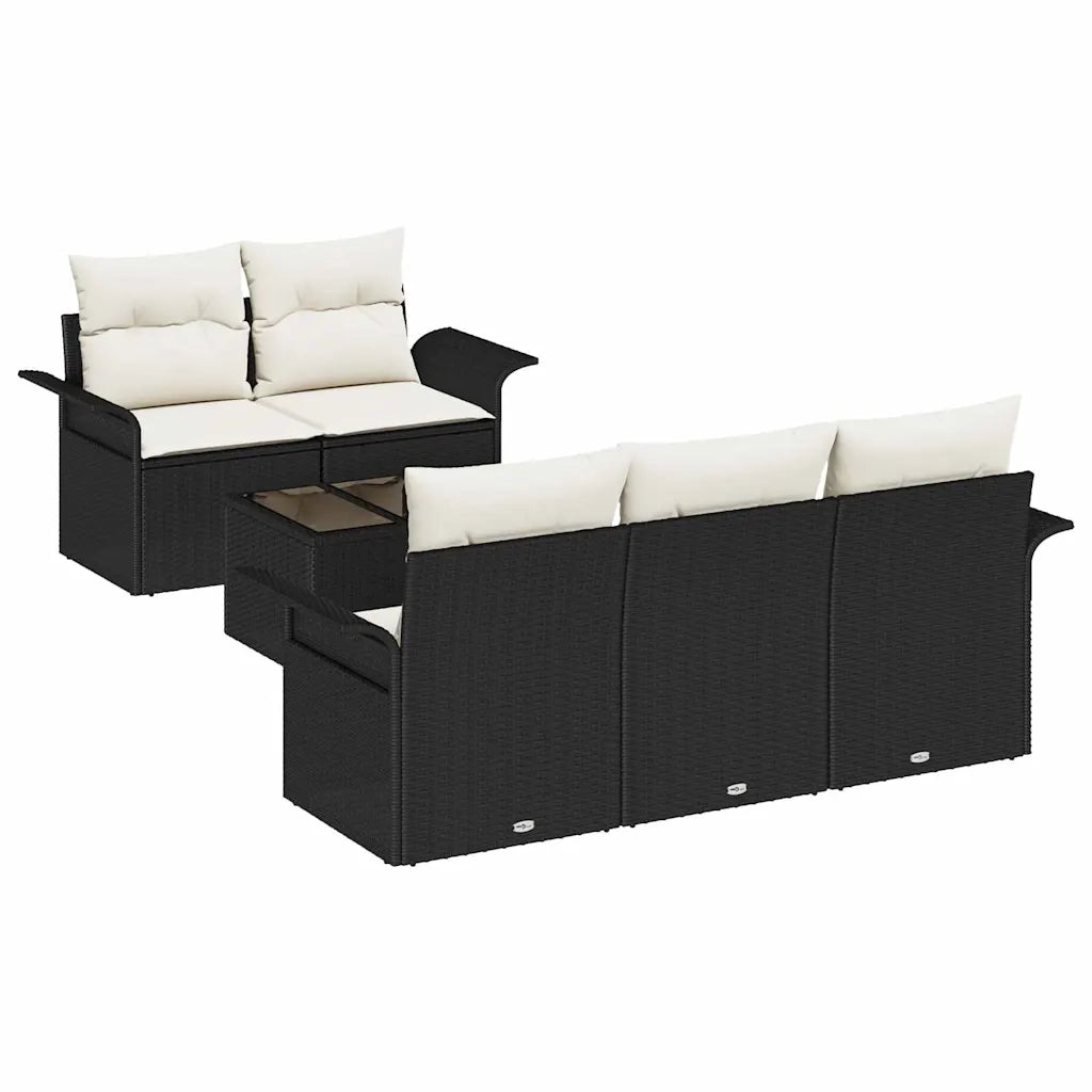 Set di divani con cuscino 6 pcs Nero polyrattan
