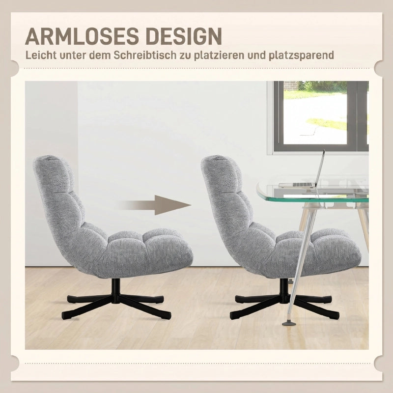 POLTRONA Girevole 76x65x45 cm Grigia in Poliestere