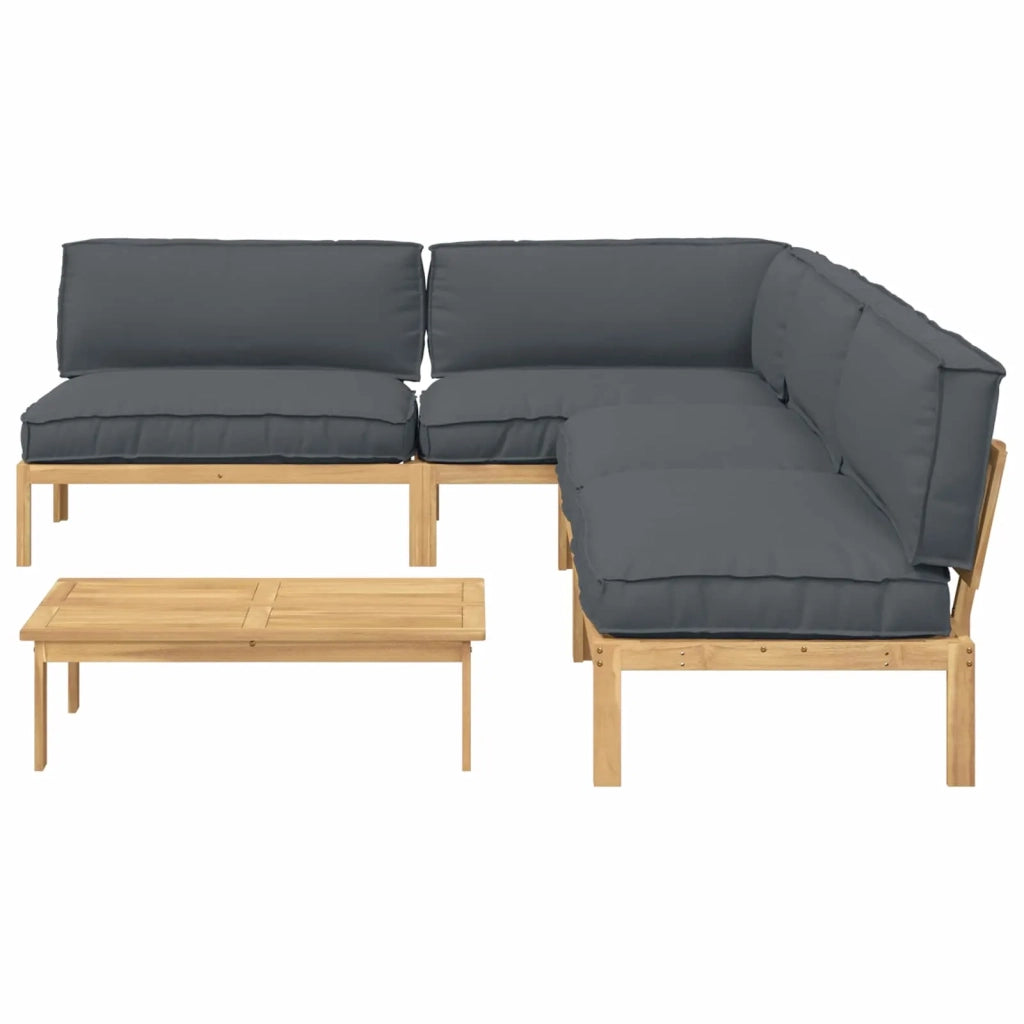 Set di divani 5 pcs Antracite Legno di Acacia Massello