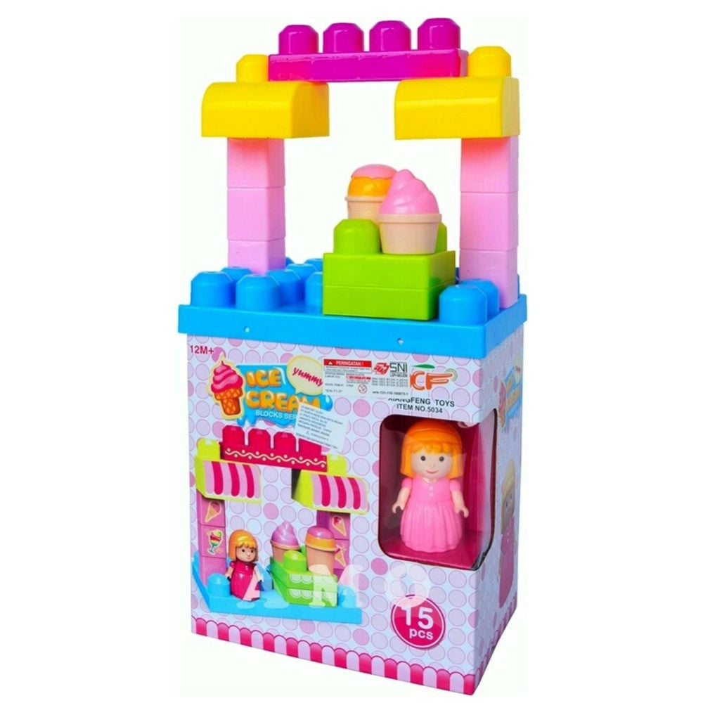Trade Shop - Costruzioni Giocattolo Per Bambini Gelateria 14pz Con Personaggio E Accesssori -