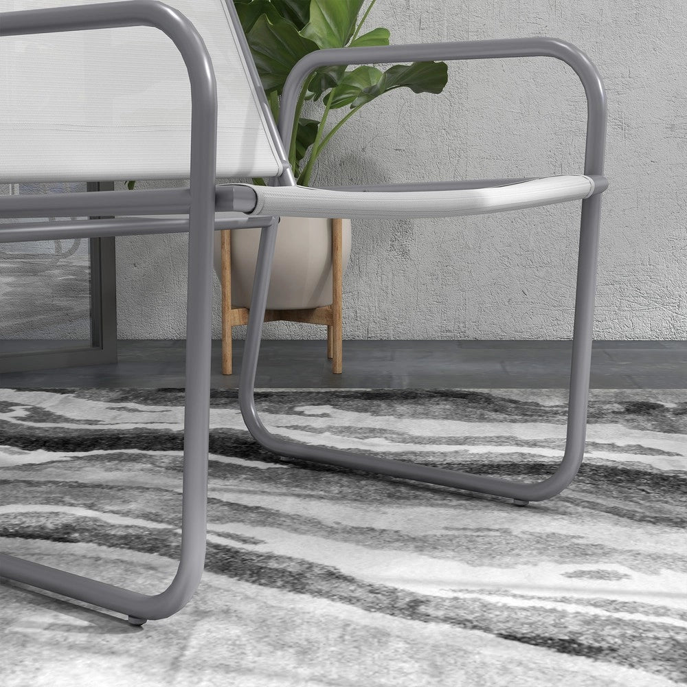 Set Bistrot da Giardino 3 Pezzi con Tavolo e 2 Sedie ¨C Xylo ¨C Grigio Chiaro, Metallo e Mesh