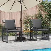 Set di Mobili da Esterno 3 pcs Nero e Grigio scuro