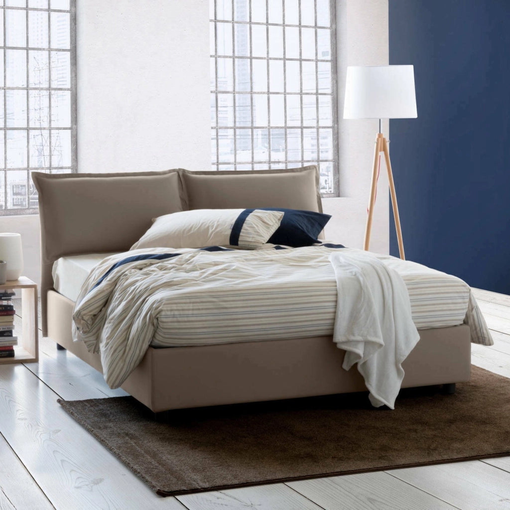 Letto Matrimoniale Amy, Letto Matrimoniale Materasso Incluso Made in Italy, Grigio Tortora\