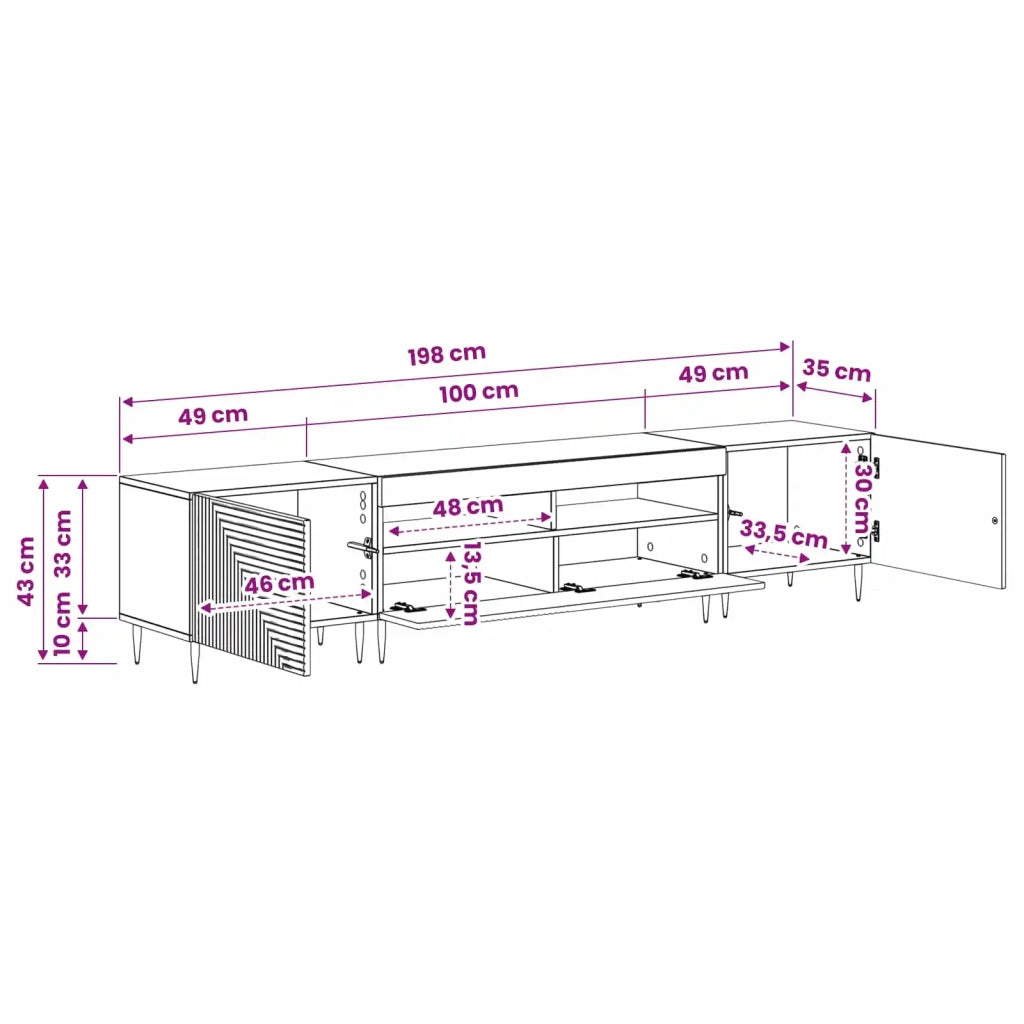 Mobile TV LED a 3 pezzi Nero Legno ingegnerizzato 3416675