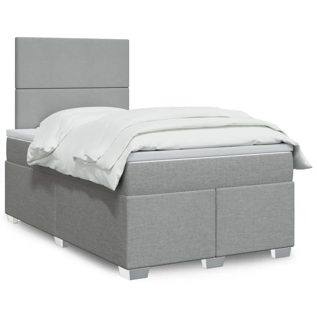 Giroletto a Molle con Materasso Grigio Chiaro 120x190cm Tessuto