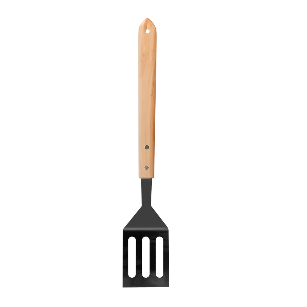 Spatola per Barbecue in Acciaio Inossidabile con Manico in Legno di Quercia 41cm Nero / Beige BBQ