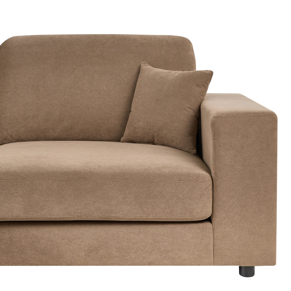 Divano angolare lato destro in Tessuto imbottito marrone con Cuscini 3 posti stile moderno minimalista
