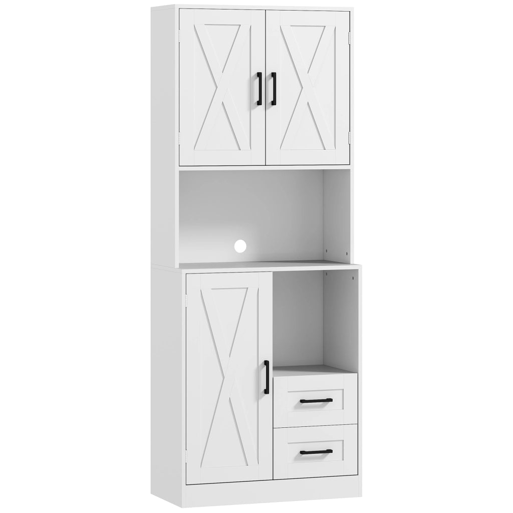 Armadio Cucina con Ante, Cassetti e Ripiani Regolabili ¨C zephmum ¨C Bianco 70x40x180 cm