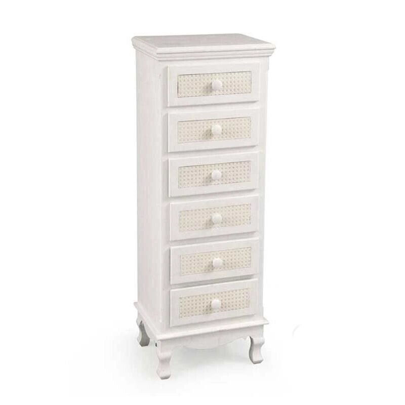 VIENNA CASSETTIERA SLIM A 6 CASSETTI 40X30X112 CM IN COLORE BIANCO E CREMA