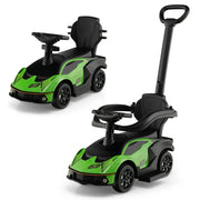 Auto a spinta 3 in 1 per uso interno ed esterno 86 x 40 x 90,5 cm con barra di sicurezza e ruote ergonomiche PP verde 20_0014684