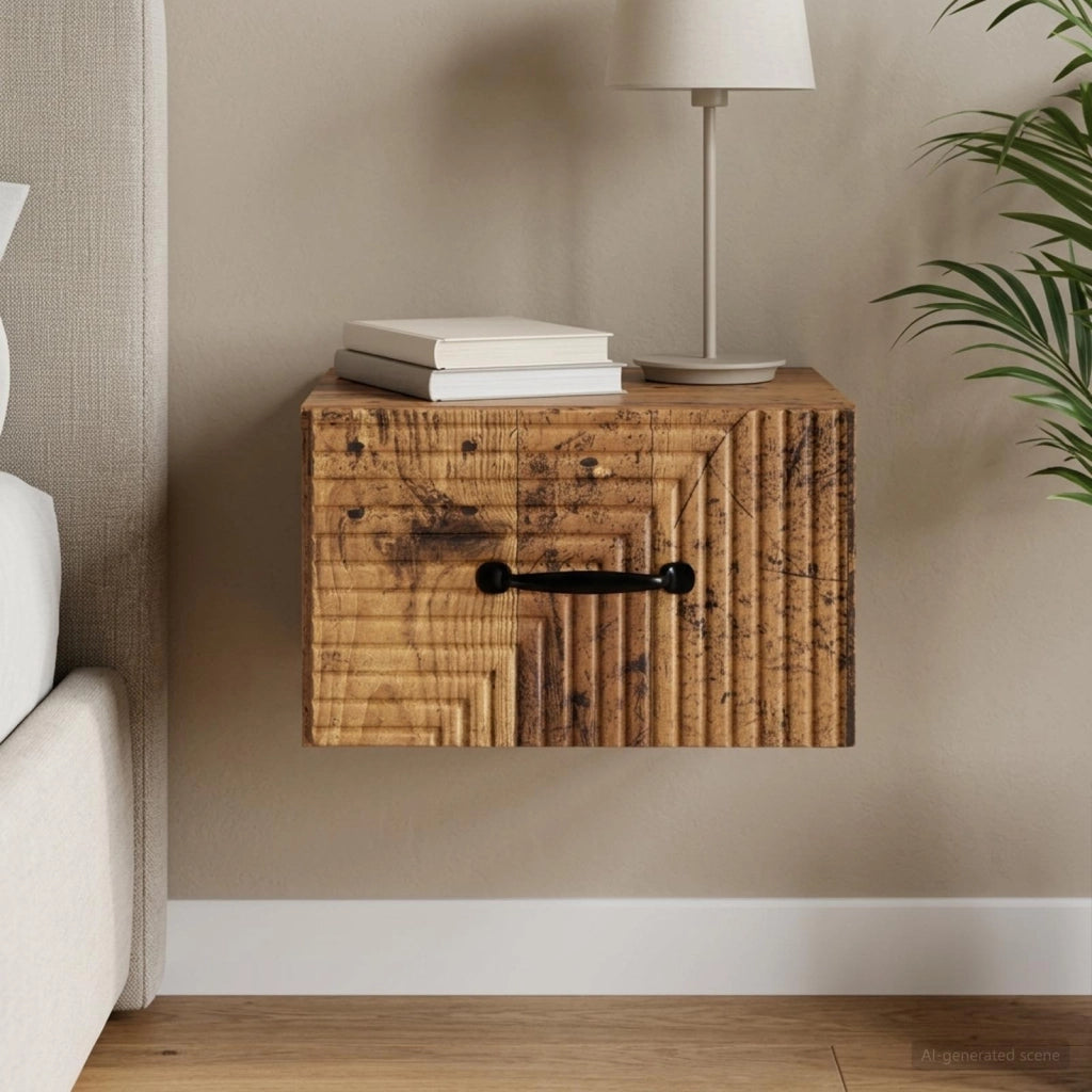 Mobiletto da notte a muro Legno antico 34,5 x 33 x 20 cm 898611
