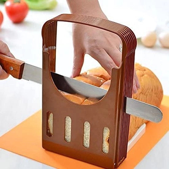 Broodsnijder manuale con 4 diverse spessore, istruzioni per la tagliatura del pane, tagliatrice di toast, sandwich maker, macchina per tagliare il pane