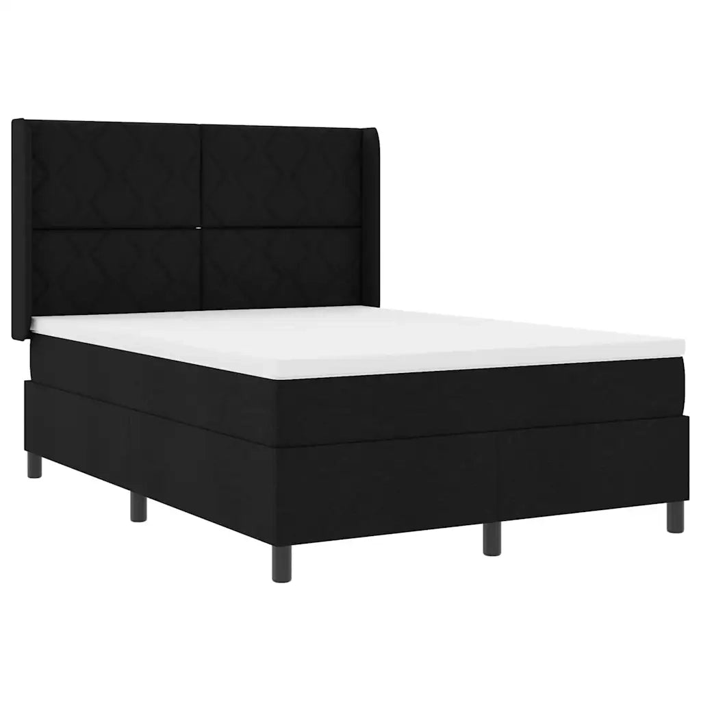 Letto a molle con materasso Nero 140 x 190 cm Tessuto 3341702
