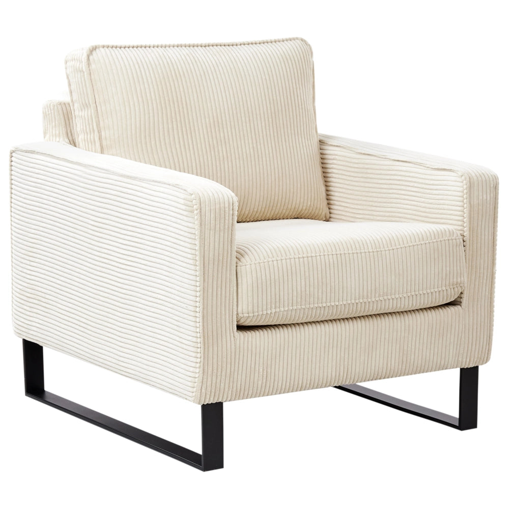 Poltrona in velluto a coste beige chiaro Soggiorno stile Moderno contemporaneo