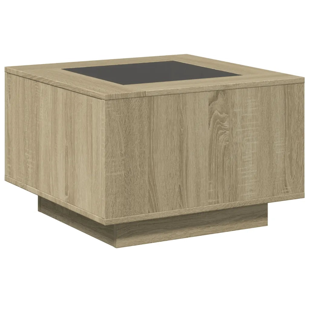 Tavolino Salotto con LED-Tavolino da soggiorno-Tavolo Rovere Sonoma 60x60x40 cm Multistrato