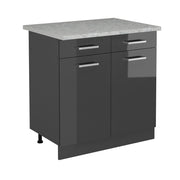 Mobiletto base per cucina R-Line Antracite lucido/Antracite 80 cm PL Marmo Vicco