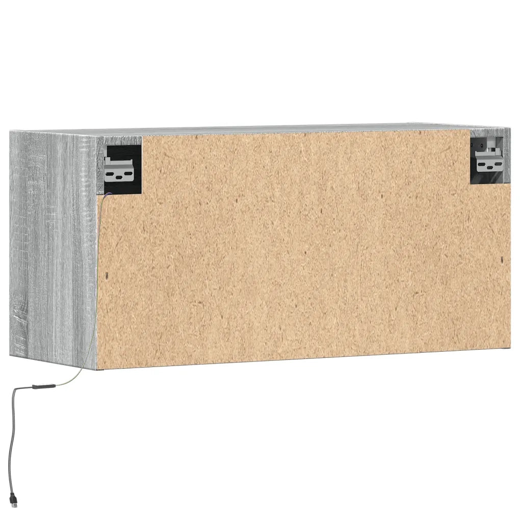 Mobile TV a Parete con Luci LED Grigio Sonoma 80x31x35 cm 852360
