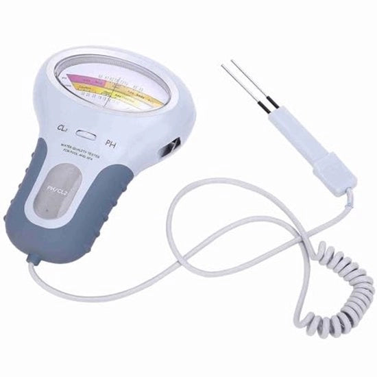 Misuratore di Qualità dell'Acqua - pH/Cloro Tester - Resistente all'Uso - Maniglia in Poliammide - Lunghezza 150mm - Display Grande - Sicuro per l'Acqua - Tester per Piscine