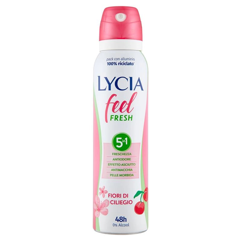 LYCIA FEEL FRESH DEODORANTE SPRAY 5 IN 1 FEEL FRESH FIORI CILIEGIO 0% ALCOOL 48H 150ML