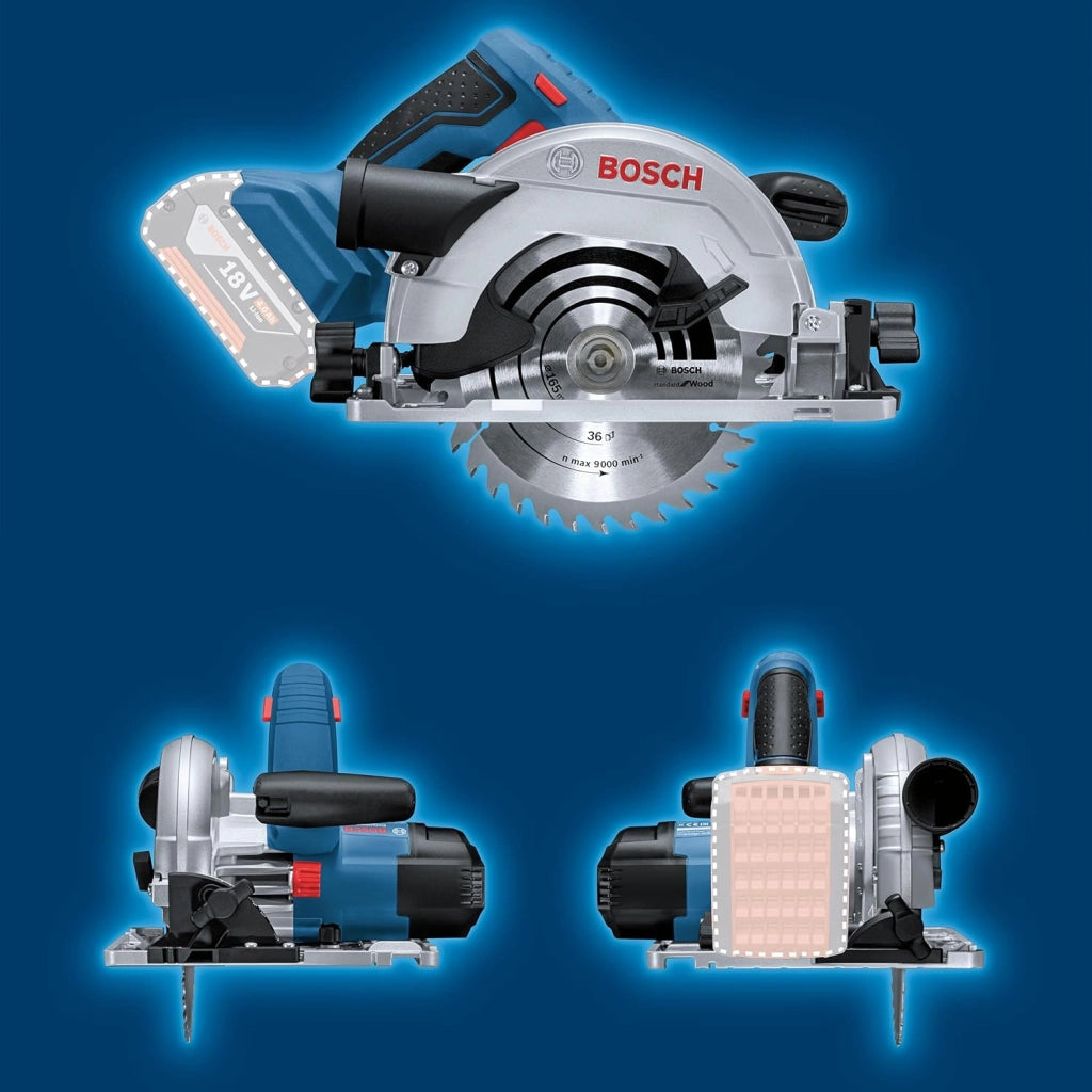 Bosch Professional 18V System Sega Circolare a Batteria Gks 18V-57 G (Compatibile conBinario di Guida, Prof. di Taglio: 57 Mm, Incl. 2 Batt. 4.0Ah, Caricabatt. Rapido Gal 18V-40, 1 Lama, L-Boxx)