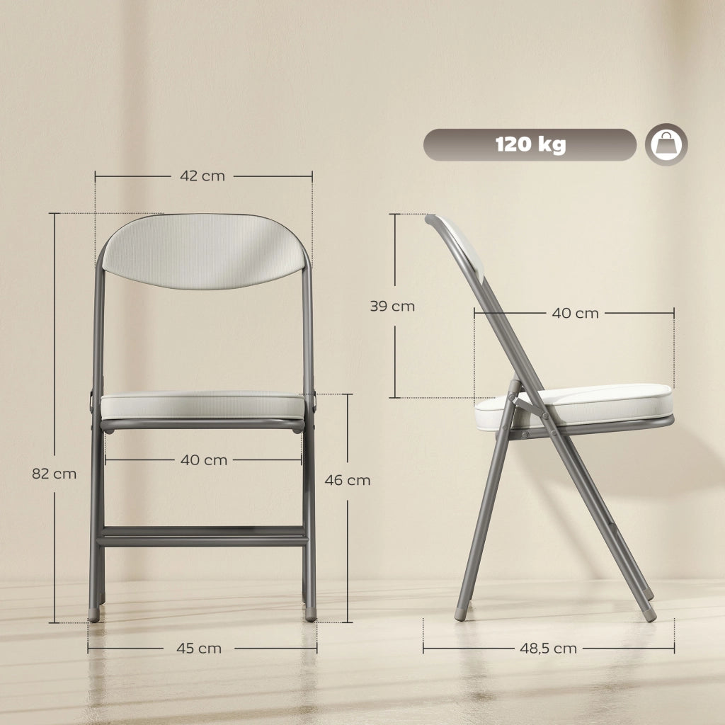 Set 4 Sedie Pieghevoli Imbottite ¨C Minimal ¨C Cremewei?, Tessuto, Struttura in Metallo