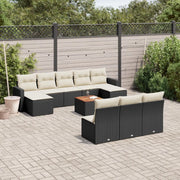 Set Divani da Giardino 11 pz con Cuscini in Polyrattan Nero 3256658