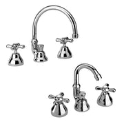 Set rubinetti lavabo a canna alta e bidet con manopole cromo stile classico Liberty Paini