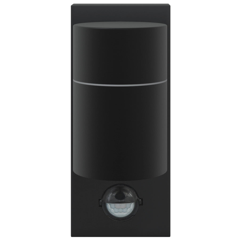 Lampade da parete esterne con sensore 2 pz in acciaio inox nero IP44